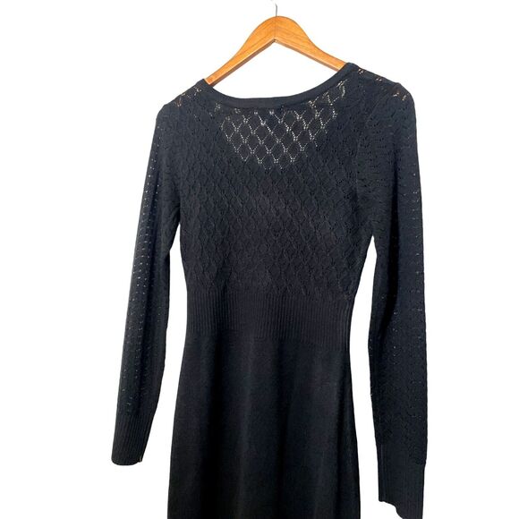 London Times Knit Sweater Dress Long Sleeve Scoop Neck Black NWT Medium - Picture 4 of 11
